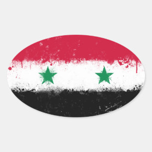 Vlag van Syrië Ovale Sticker