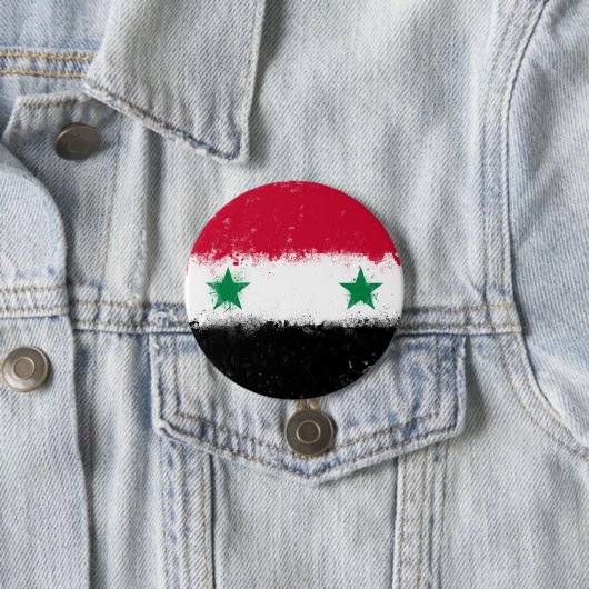 Vlag van Syrië Ronde Button 7,6 Cm (In situ)
