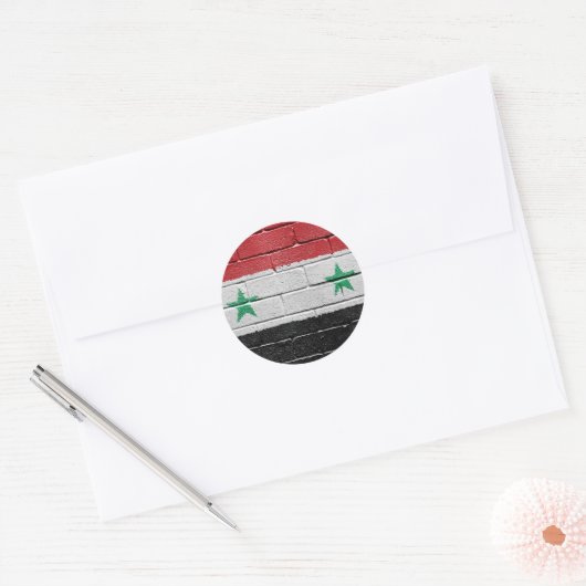Vlag van Syrië Ronde Sticker (Envelop)