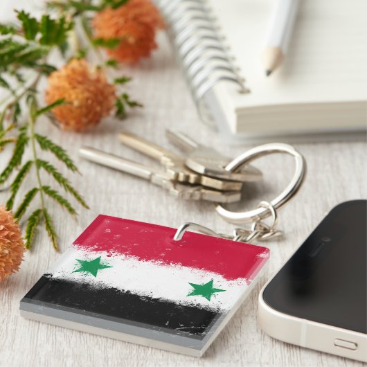 Vlag van Syrië Sleutelhanger (Voorkant Rechts)