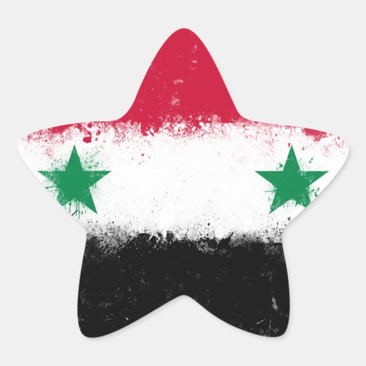 Vlag van Syrië Ster Sticker (Voorkant)