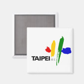 Vlag van Taipei (Taiwan) Magneet (Voorkant / Achterkant)