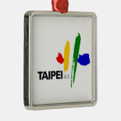 Vlag van Taipei (Taiwan) Metalen Ornament (Rechts)