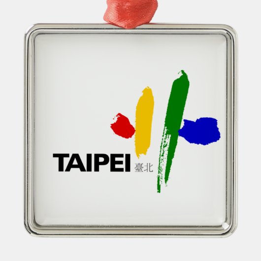 Vlag van Taipei (Taiwan) Metalen Ornament (Voorkant)