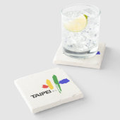 Vlag van Taipei (Taiwan) Stenen Onderzetter (Zijkant)