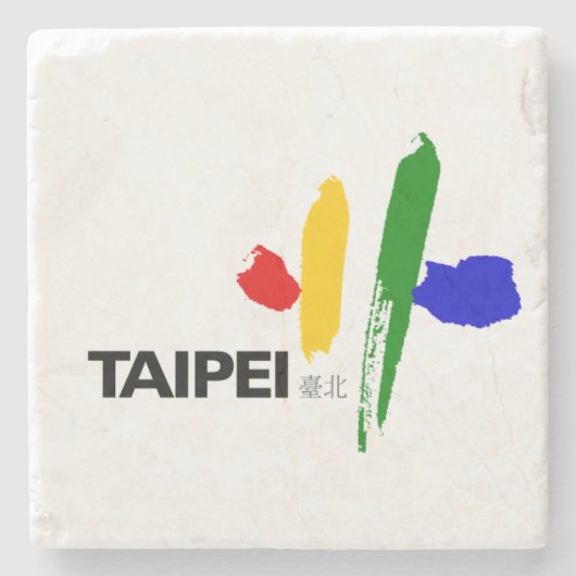 Vlag van Taipei (Taiwan) Stenen Onderzetter (Voorkant)