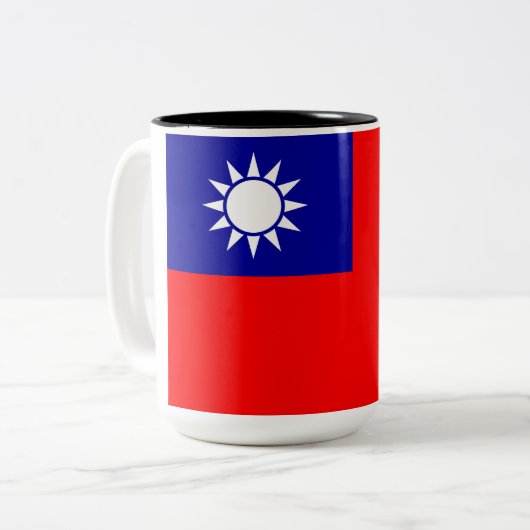 Vlag van Taiwan Tweekleurige Koffiemok (Voorkant links)