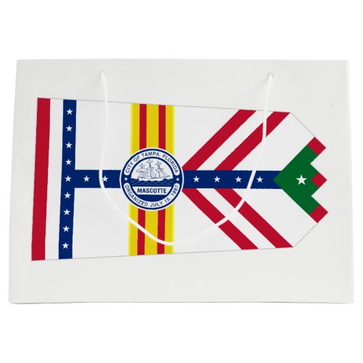 Vlag van Tampa, Florida Large Gift Bag Groot Cadeauzakje (Voorkant)
