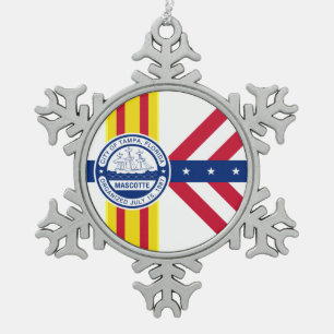 Vlag van Tampa, Florida Tin Sneeuwvlok Ornament