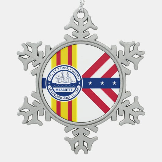 Vlag van Tampa, Florida Tin Sneeuwvlok Ornament (Voorkant)