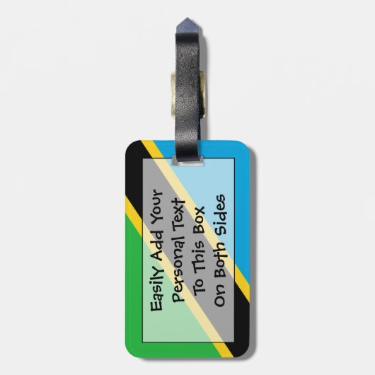 Vlag van Tanzania Easy ID Personal Bagagelabel (Achterkant verticaal)