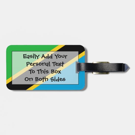 Vlag van Tanzania Easy ID Personal Bagagelabel (Achterkant horizontaal)