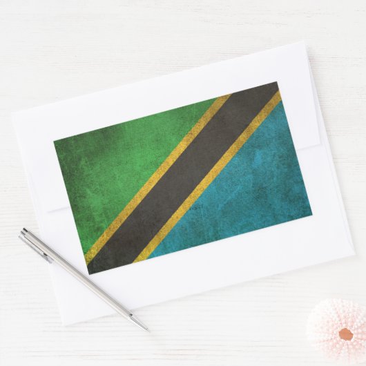  vlag van Tanzania Rechthoekige Sticker (Envelop)