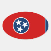 Vlag van Tennessee Ovale Sticker (Voorkant)