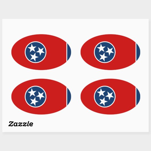 Vlag van Tennessee Ovale Sticker (Vel)