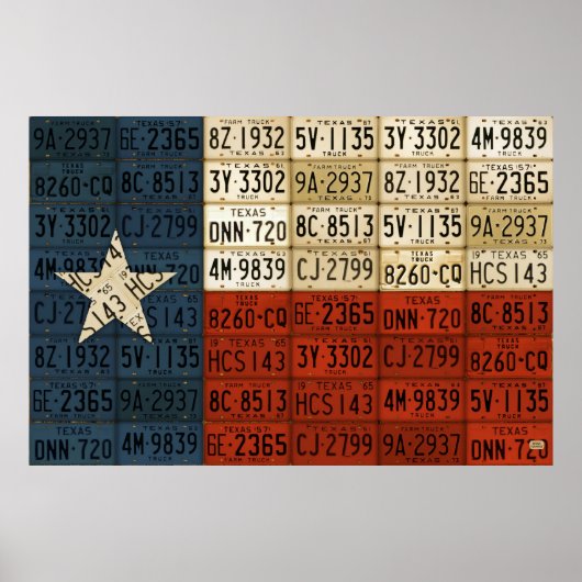 Vlag van Texas Lone Star State License Bord Art Poster (Voorkant)