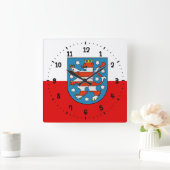 Vlag van Thüringen Vierkante Wandklok (Huis)