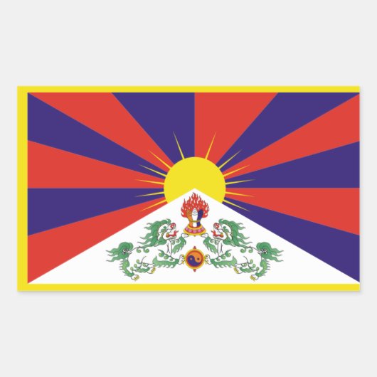 Vlag van Tibet Rechthoekige Sticker (Voorkant)