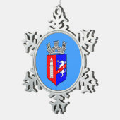 Vlag van Tirana, Albanië Snowflake Pewter Kerstmis Tin Sneeuwvlok Ornament (Rechts)