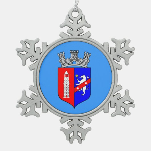 Vlag van Tirana, Albanië Snowflake Pewter Kerstmis Tin Sneeuwvlok Ornament (Voorkant)