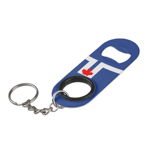 Vlag van Toronto, Ontario Sleutelhanger Bottle Ope Mini Flessenopener (Voorkant Gekanteld)