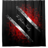 Vlag van Trinidad en Tobago Dot | Familienaam Douchegordijn (Voorkant)