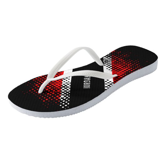 Vlag van Trinidad en Tobago Dot Pattern (Jouw naam Teenslippers (Schuin)
