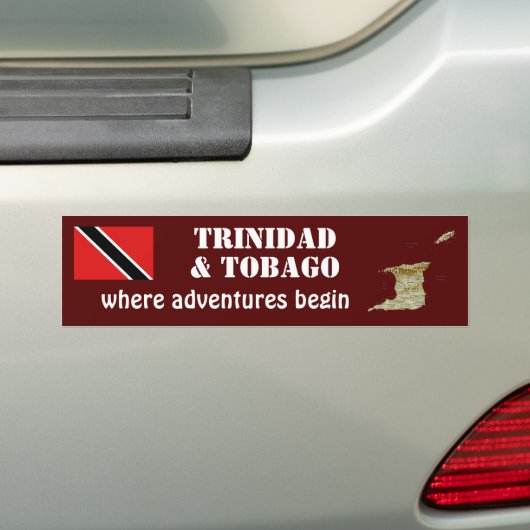 Vlag van Trinidad en Tobago + Kaart Bumpersticker (Op auto)