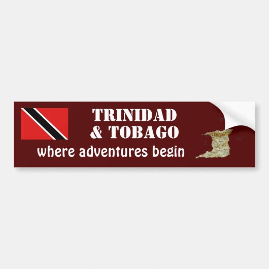 Vlag van Trinidad en Tobago + Kaart Bumpersticker (Voorkant)