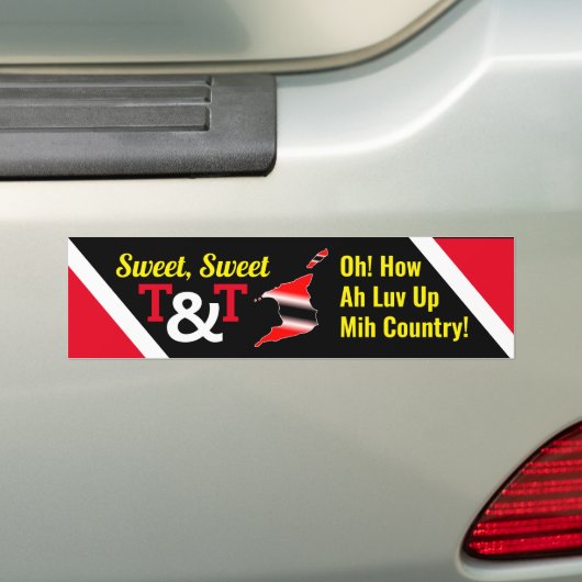 Vlag van Trinidad en Tobago met kaart Bumpersticker (Op auto)