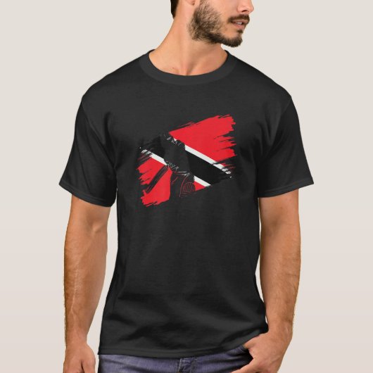 Vlag van Trinidad en Tobago op cricket Fan Player  T-shirt (Voorkant)
