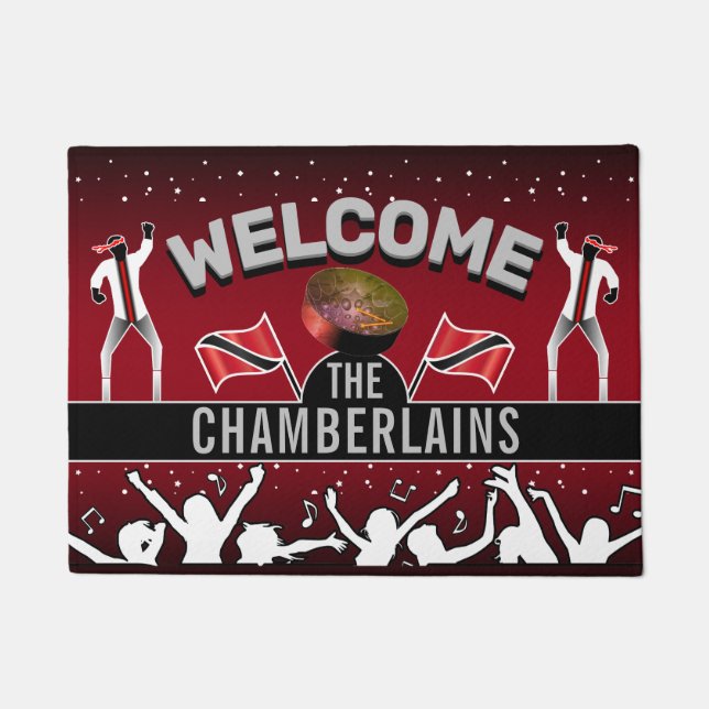 Vlag van Trinidad met partijgenoot: Deurmat (Voorkant)