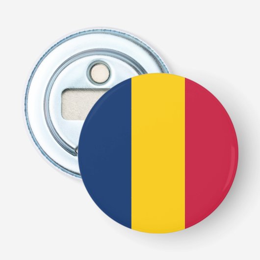 Vlag van Tsjaad Button Flesopener (Voorkant)