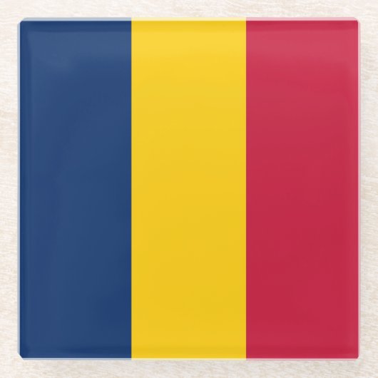 Vlag van Tsjaad Glazen Onderzetter (Voorkant)