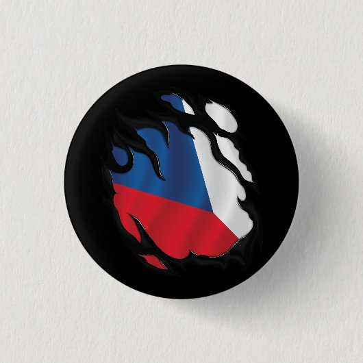 Vlag van Tsjechië Gescheurd Ronde Button 3,2 Cm (Voorkant)