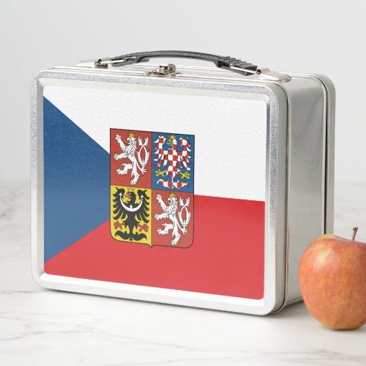 Vlag van Tsjechië met daarop het wapen (In situ)