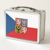 Vlag van Tsjechië met daarop het wapen (Voorkant)