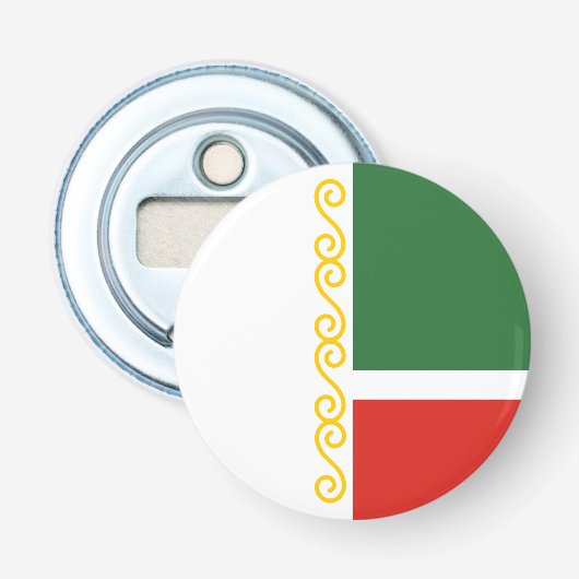 Vlag van Tsjetsjenië Button Flesopener (Voorkant)