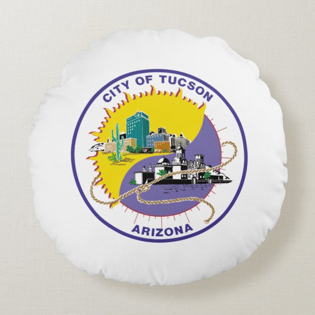 vlag van Tucson (Arizona) Rond Kussen (Voorkant)