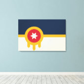 Vlag van Tulsa (Oklahoma) Canvas Afdruk (Insitu (Houten vloer))