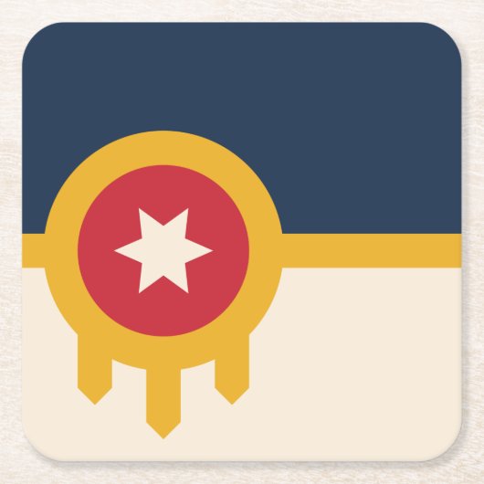 Vlag van Tulsa, Oklahoma Kartonnen Onderzetters (Voorkant)