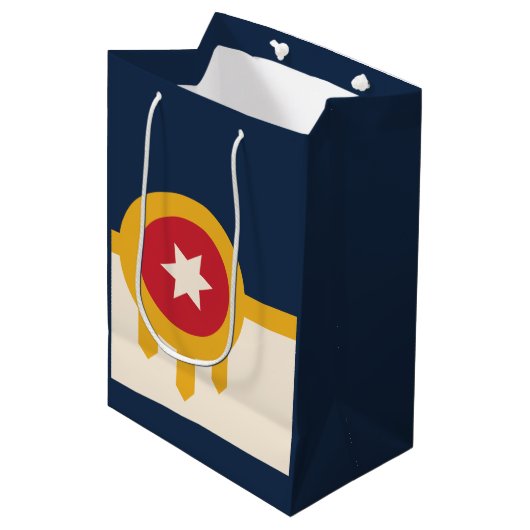 Vlag van Tulsa, Oklahoma Medium Cadeauzakje (Voorkant Gekanteld)