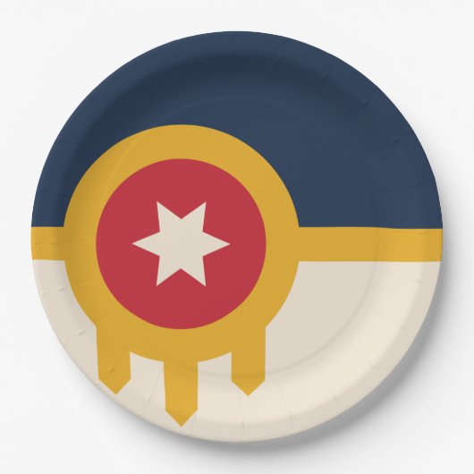 Vlag van Tulsa, Oklahoma Papieren Bordje (Voorkant)