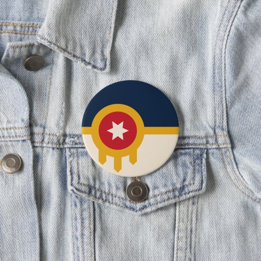 Vlag van Tulsa (Oklahoma) Ronde Button 7,6 Cm (In situ)