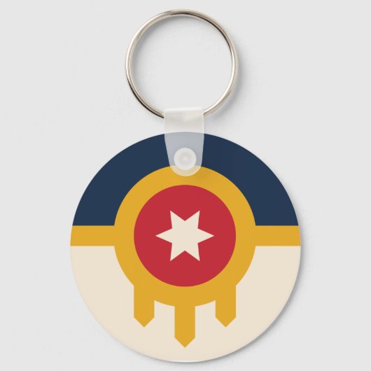 Vlag van Tulsa, Oklahoma Sleutelhanger (Achterkant)