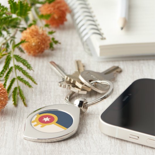 Vlag van Tulsa, Oklahoma Sleutelhanger (Zijkant)