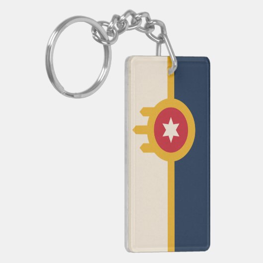 Vlag van Tulsa, Oklahoma Sleutelhanger (Voorkant Links)