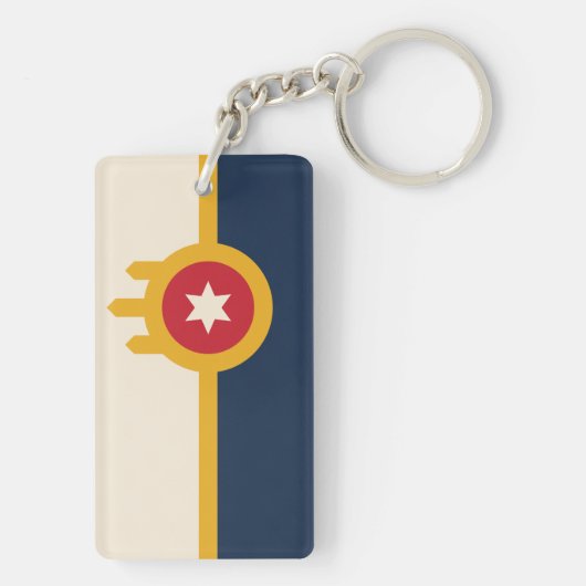 Vlag van Tulsa, Oklahoma Sleutelhanger (achterkant)