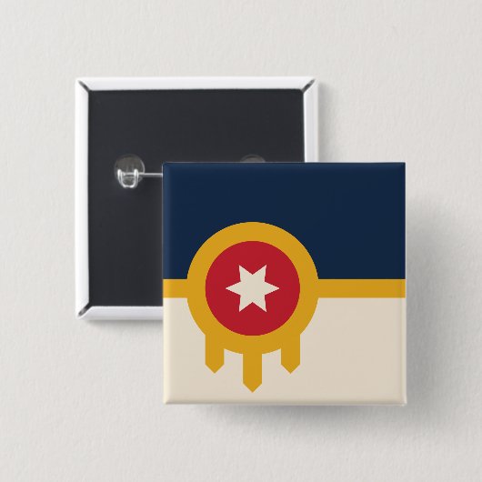 Vlag van Tulsa (Oklahoma) Vierkante Button 5,1 Cm (Voorkant /achterkant)