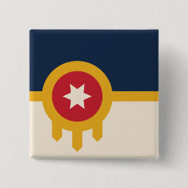 Vlag van Tulsa (Oklahoma) Vierkante Button 5,1 Cm